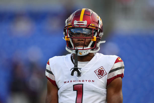 Jahan Dotson #1 of the Washington Commanders