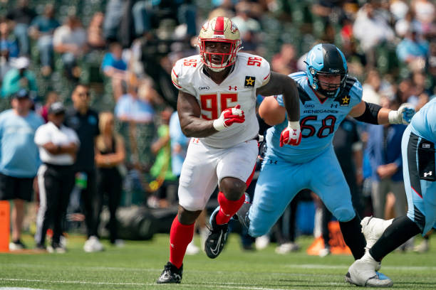 Birmingham Stallions nose tackle Carlos Davis (96)