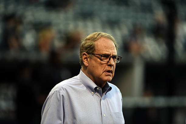 Jerry Reinsdorf on the field before a interleague game between the Chicago White Sox