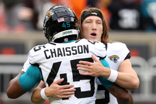 K'Lavon Chaisson #45 of the Jacksonville Jaguars