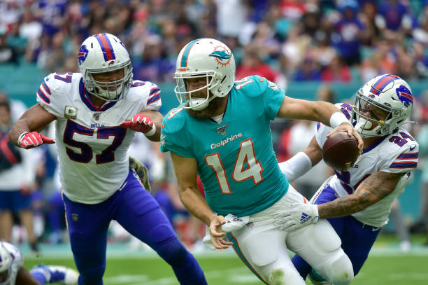 Ryan Fitzpatrick #14 of the Miami Dolphins