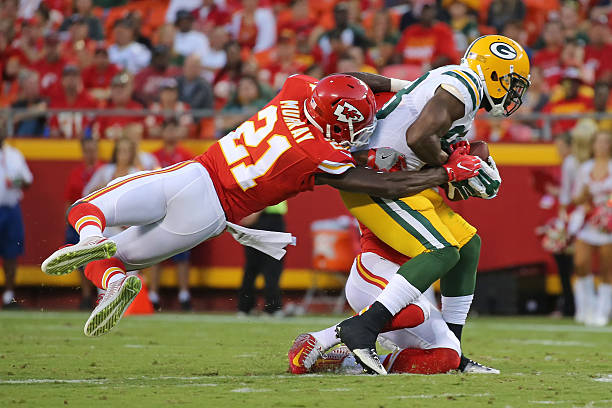 Ty Scott #85 of the Kansas City Chiefs