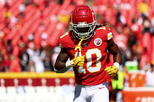 Isiah Pacheco #10 of the Kansas City Chiefs