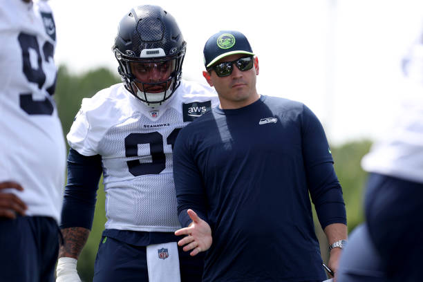 Head coach Mike Macdonald of the Seattle Seahawks