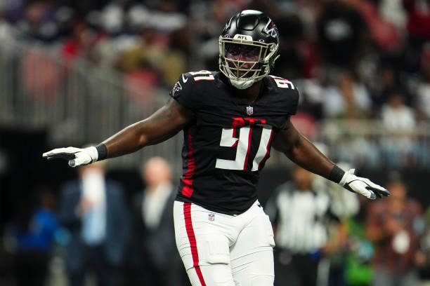 Demone Harris #91 of the Atlanta Falcons