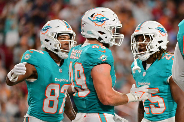 Hayden Rucci #49 of the Miami Dolphins