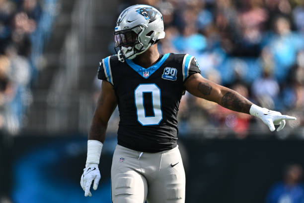 Ja'Tavion Sanders #0 of the Carolina Panthers
