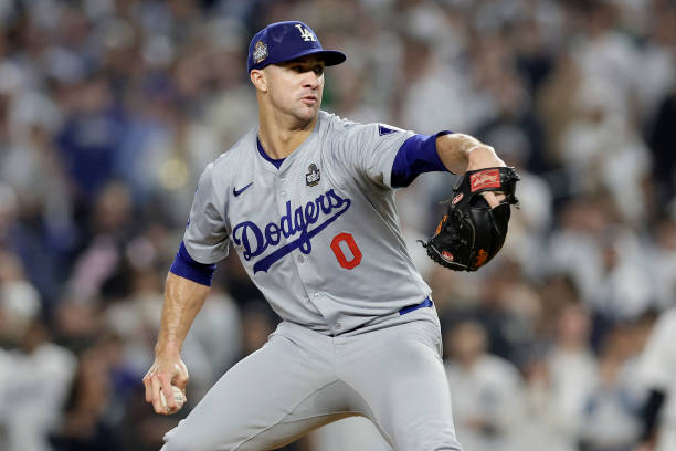 Jack Flaherty #0 of the Los Angeles Dodgers