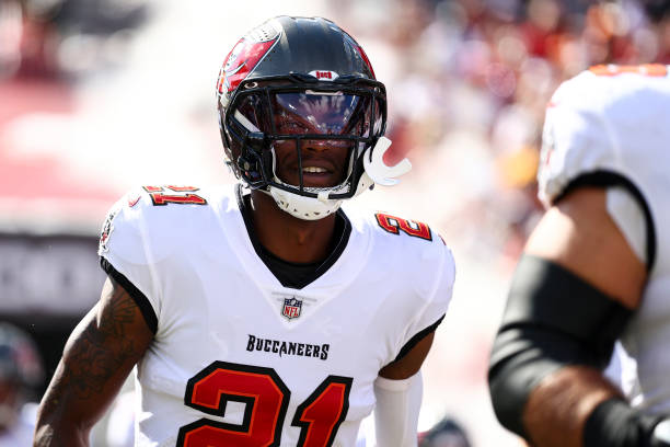 Keenan Isaac #21 of the Tampa Bay Buccaneers