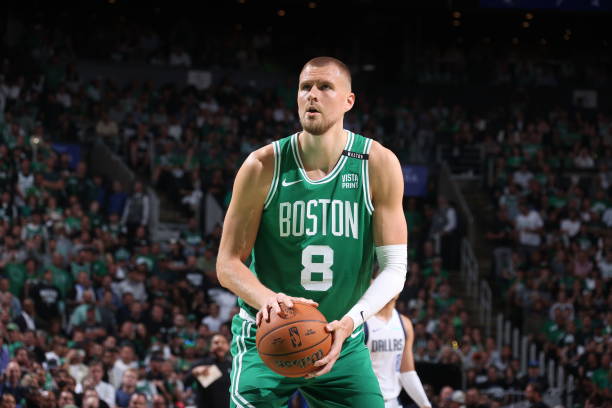 Kristaps Porzingis #8 of the Boston Celtics
