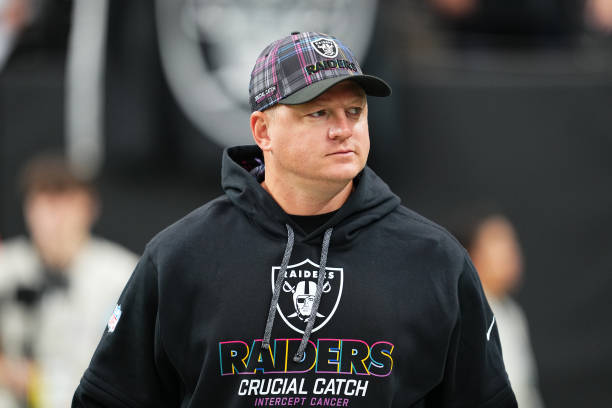 Offensive coordinator Luke Getsy of the Las Vegas Raiders