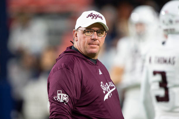 Head coach Mike Elko of the Texas A&M Aggies