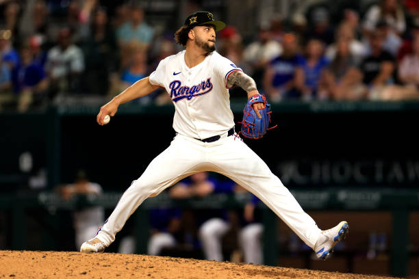 Yerry Rodríguez #57 of the Texas Rangers )