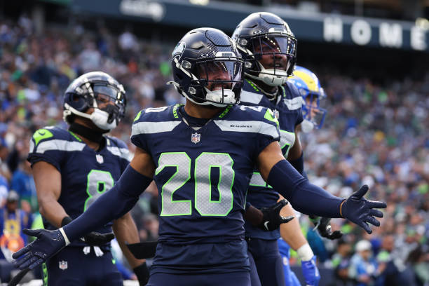 Coby Bryant #8 of the Seattle Seahawks