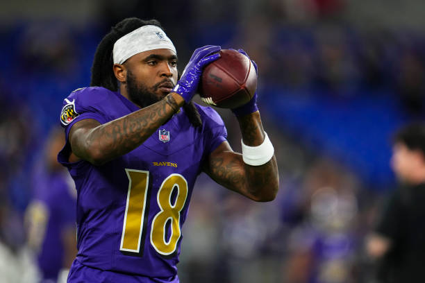 Diontae Johnson #18 of the Baltimore Ravens