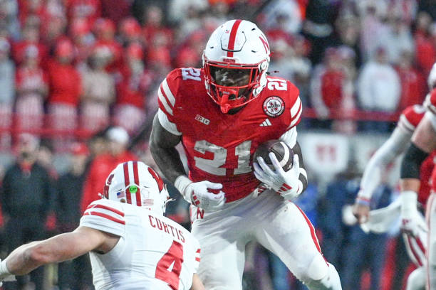 Emmett Johnson #21 of the Nebraska Cornhuskers