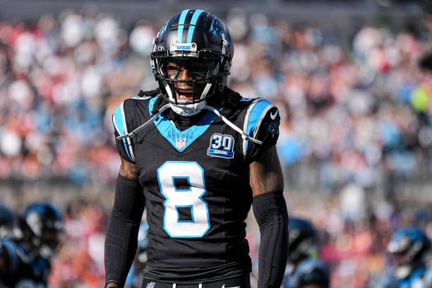 Jaycee Horn #8 of the Carolina Panthers