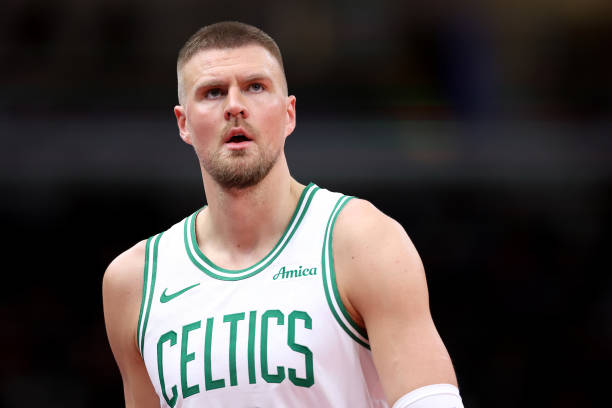 Kristaps Porzingis #8 of the Boston Celtics