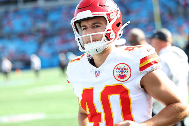 Spencer Shrader #40 of the Kansas City Chiefs