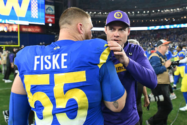 Braden Fiske #55 of the Los Angeles Rams