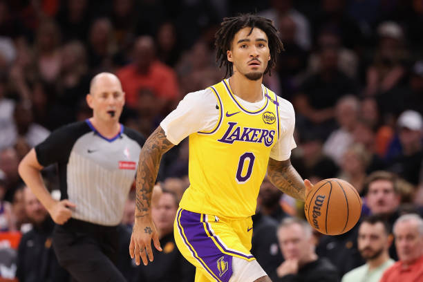 Jalen Hood-Schifino #0 of the Los Angeles Lakers