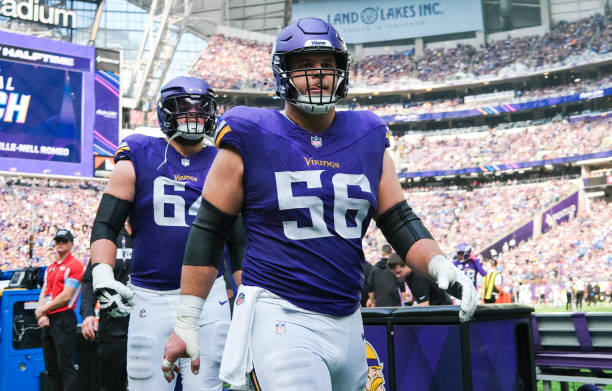 Garrett Bradbury #56 of the Minnesota Vikings