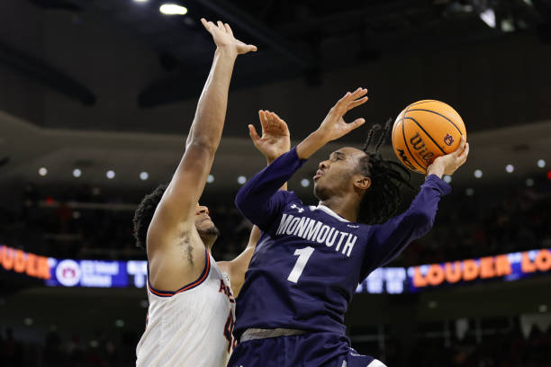 Abdi Bashir Jr. #1 of the Monmouth Hawks