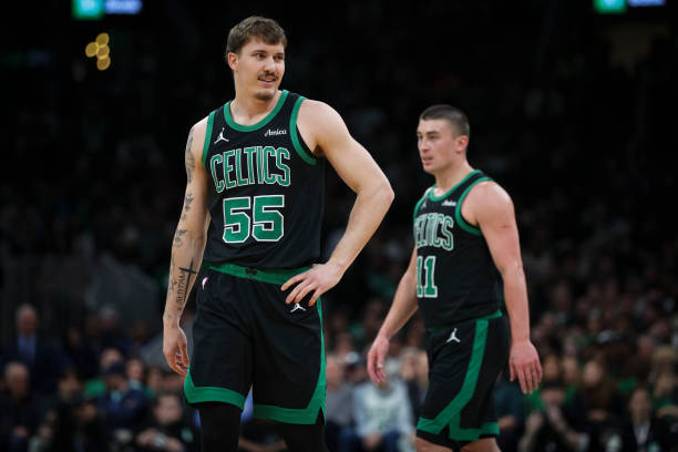 Baylor Scheierman #55 of the Boston Celtics