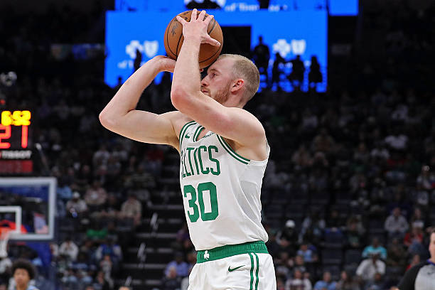 Sam Hauser #30 of the Boston Celtics
